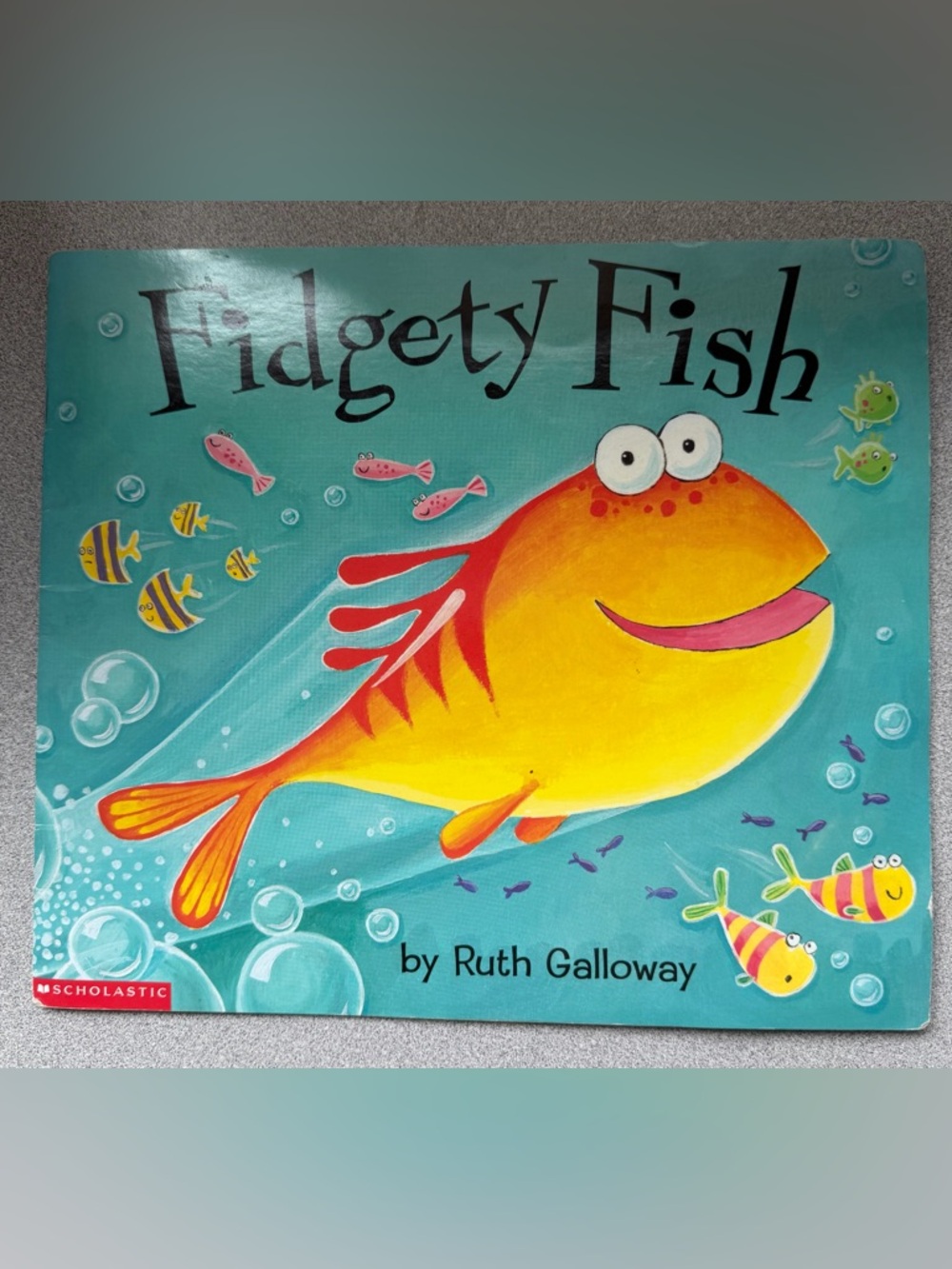 Scholastic Fidgety Fish Picture Book Yellow, Orange, Teal ADHD Growing Up